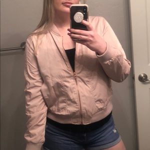Anthropologie light pink bomber jacket